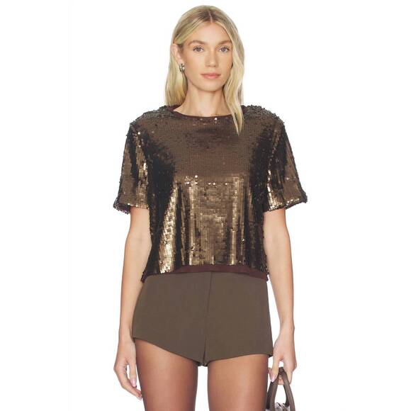 RAG & BONE Tops - NEW RAG & BONE lucy sequined tee in coffee